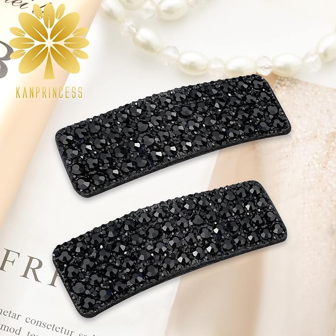 Rhinestone and Crystal Hair Clips 2-Pack, Sparkly Barrettes & Elegant Bling Accessories for Women & Girls(Set19)