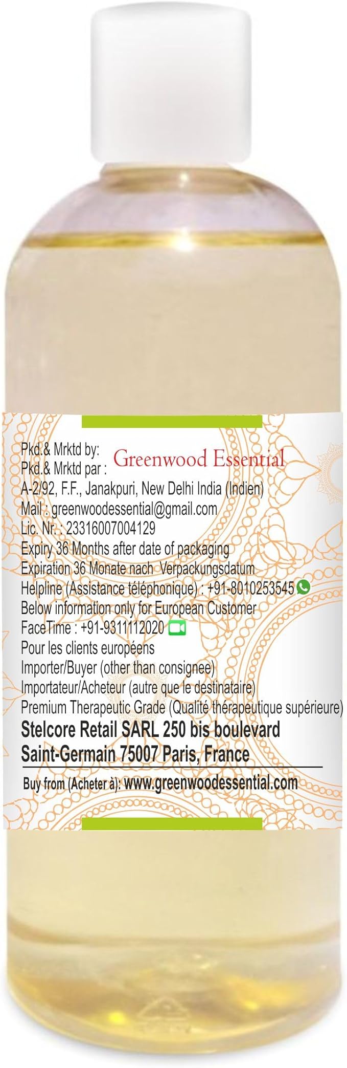 Greenwood Essential Pure Avocado Oil (Persea americana) Cold Pressed 200ml (6.76 oz)