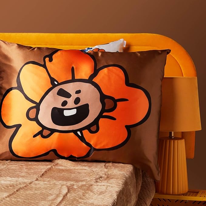 Kitsch x BT21 (Shooky) Satin Pillowcase with Zipper for Hair & Skin - Softer Than Silk Pillow Cases, Smooth Cooling Pillow Cover, Wrinkle-Free, Machine Washable, Queen/Standard (19x26)