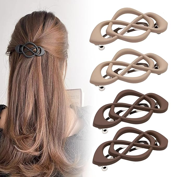 4 Pack Vintage French Barrette Hair Clips, 2025 New Hair Accessories for Women, Strong Hold No Slip Styling (Style D)