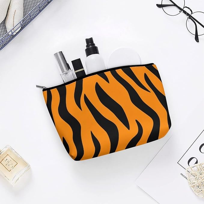 Personality Fashion Zipper Cosmetic Case, Portable Makeup Case, Toiletry Bag, Tiger Stripes Animal Print Travel Cosmetic Toiletry Bag