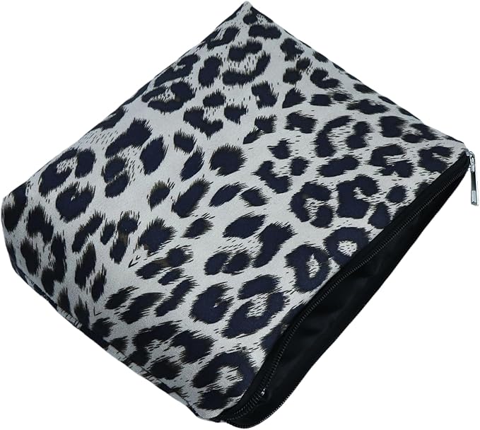 Makeup Bag For Women - Soft and Warm Material Cosmetic Bags Leopard Print Design Ladies Tote Bag,Women's Pencil Case Makeup Organizer with Zipper (White)