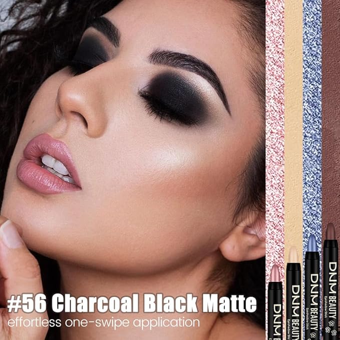 Kaely Cream Eye Shadow Sticks, Charcoal Black Matte Eyeliner Pencil Eyeshadow Palette Makeup, Eye Highlighter Brightener Stick for Older Women Waterproof Pigmented, sombras para ojos, New-56