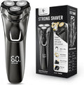 Electric Razor for Men Cordless: Wet/Dry Rotary Shaver Waterproof - USB Fast Charging & Sensitive Skin Care - Pop up Trimmer & Precision Blades Black