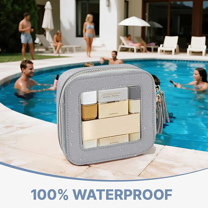 Small Clear Makeup Bag Travel Cosmetic Case, Portable Make Up Organizer Traveling Compact Car Bag for Essentials Transparent Toiletry Bag with Zipper