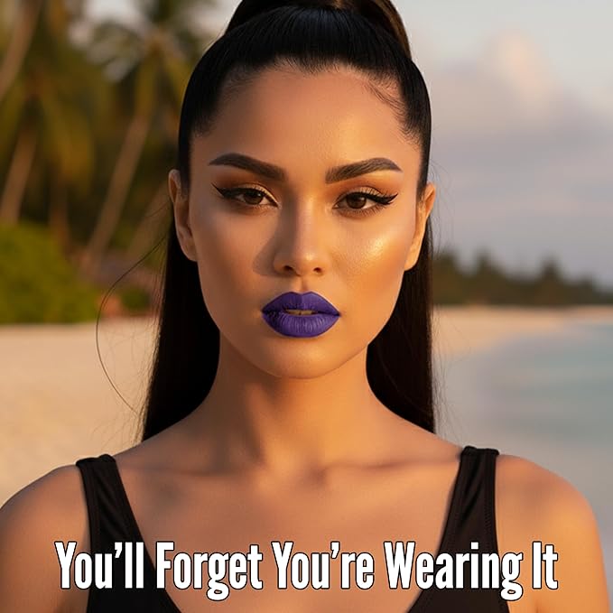 Mynena Purple Long Lasting Lipstick for Women Waterproof & Transfer-Proof | Hydrating with Shea Butter | Bold Pigment Intense Matte Color Lip Stain | Talc-Free & Vegan Product that Performs | Violet
