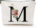 Initial A-Z Personalized Letter Makeup Bag, Monogrammed Bridesmaid Gifts/Presents Cosmetic Bag, Portable Stationery Storage Organizer Pouch, Friendship Love Travel Makeup Bags
