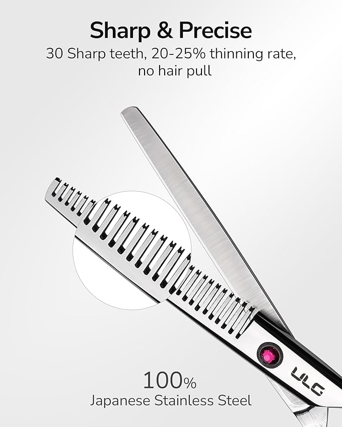 ULG Hair Thinning Scissors Professional Barber’s Texturizing Teeth Shears for Hairdressing, Salon and Home Use Thinning Shears for Hair Cutting, Made of Japanese Stainless Steel, 6.5 inch