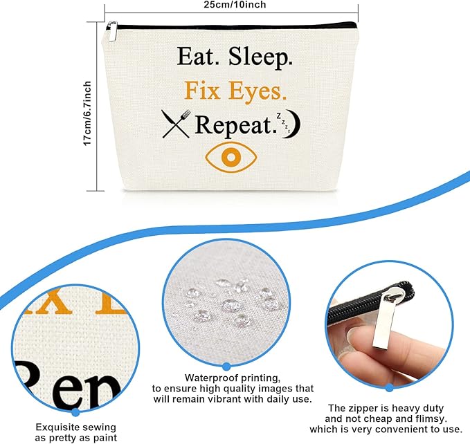 Optometrist Gift Eye Doctor Vision Gifts Travel Cosmetic Bag Funny Optometry Optician Gift Ophthalmologist Gift Makeup Bag for Women Birthday Christmas Retirement Gift for Optometrist Optician