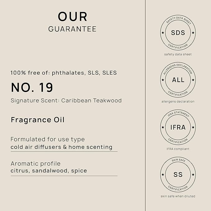 VINEVIDA [Gallon (128 Fl Oz)] Caribbean Teakwood Fragrance Oil for Cold Air Diffusers, Essential Oils for Diffuser Oil Refill & Air Freshener Room Spray