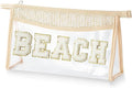Clear Boho Patch Makeup Bag, Letter BEACH Cosmetic Bag, Transparent Travel Toiletry Bag, Waterproof Snacks Bag, Zipper Sunscreen Bag Gift for Women Girls (Beach)