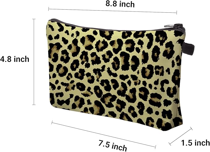 Cute Travel Makeup Bag Cosmetic Bag Small Pouch Gift for Women (Leopard Print)