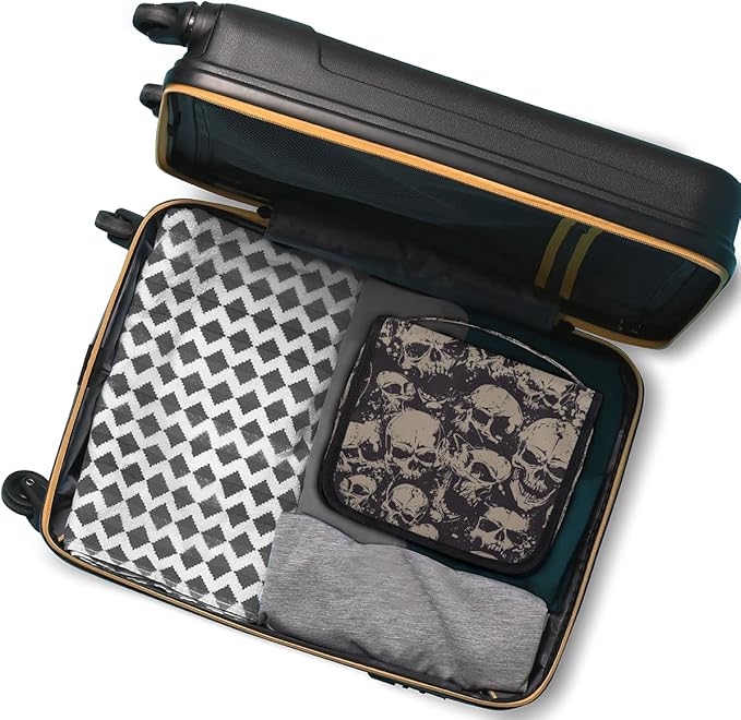 Travel Toiletry Bag for Women & Men Bohemian Skull Cool Hanging Cosmetic Organizer Portable Waterproof Makeup Case Make Up Bag with Compartments Travel Essentials for Bathroom Shower