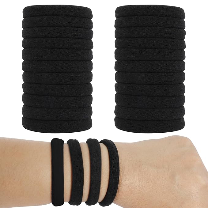 Hair Ties for Women, 120 Pack Black Elastic Hair Bands, 2 Inch Seamless No-Damage Hair Elastics (Black-120pcs)