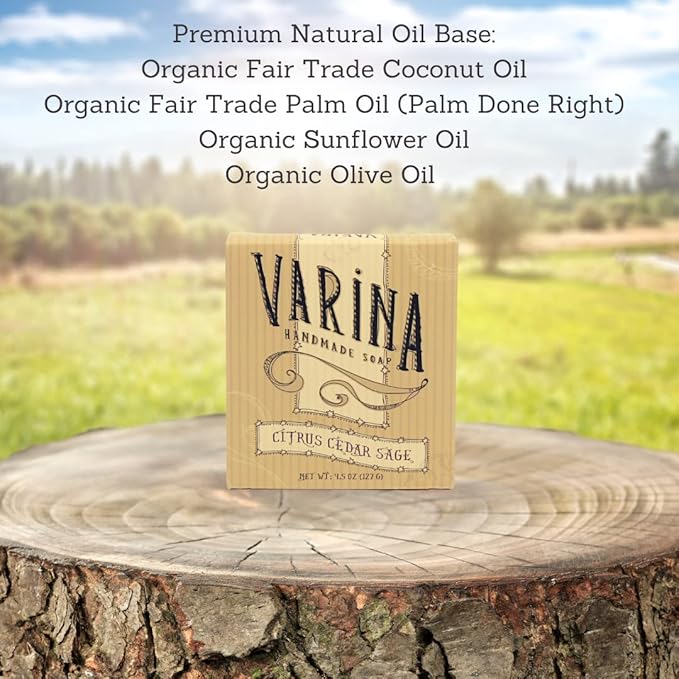 Organic Citrus Cedar Sage Bar Soap - Gentle Cleansing for Sensitive Skin, Earthy Scents - 3 Pack - Experience Healthy and Glowing Skin