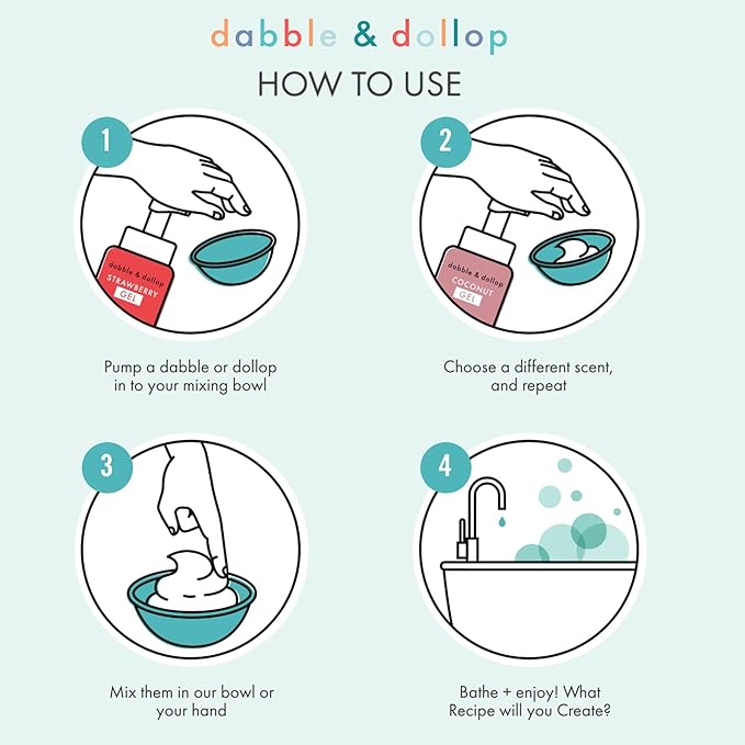 Dabble & Dollop Blueberry + Vanilla Body Wash & Shampoo – 3-in-1 Natural Bubble Bath for Kids, No Parabens or Sulfates, Vegan, Gluten-Free, Tear-Free (2-Pack)