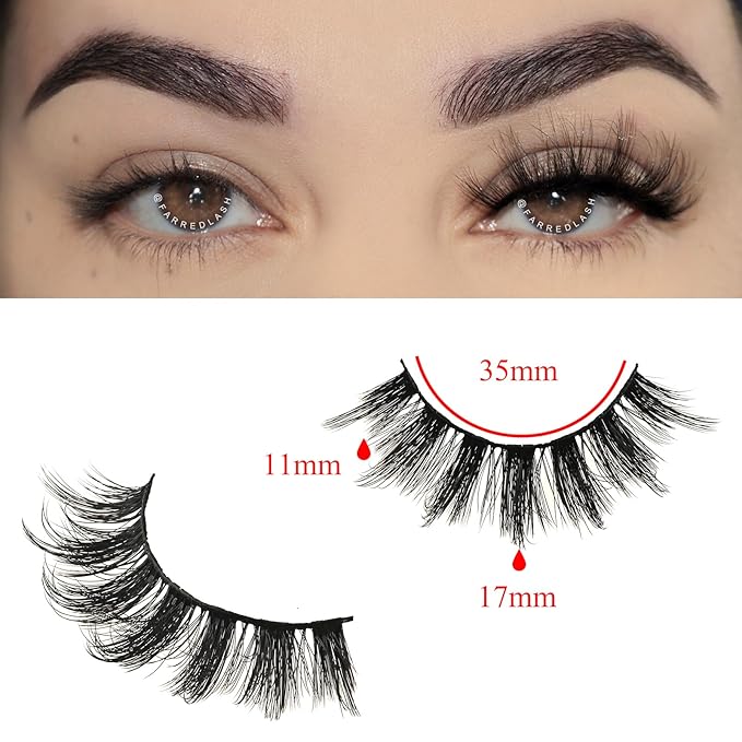 FARRED Fluffy Lashes Natural Eyelashes Short Wispy Doll Eye Lash Strips 10 Pairs Separated Volume Eyelash Pack 17mm Dramatic Wispies Fake Strip Lashes Clusters Cat Eye Pestañas Spiky Look