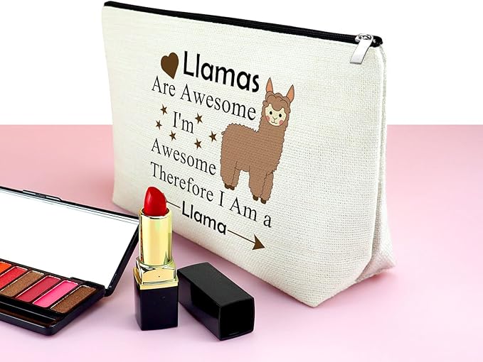 Mxrymvu Llama Gifts for Women Llama Makeup Bag Llamas Lover Gift Llamas Themed Cosmetic Bag Animal Lover Present Graduation Christmas Birthday Present for Daughter Travel Pouch