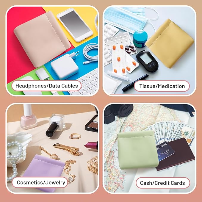7.09″x5.51″ Small Pouches for Purse, 4PCS Cute Magnetic Mini Makeup Bag, Purse Organizers for Inside Large Storages, Organize Cosmetic, Lipstick, Jewelry,Coins in Women's Handbag