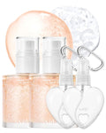 Apricot Collagen Gel Serum Mist Korean Face Moisturizer Spray - 8 Layer Hyaluronic Acid and Bakuchiol - Heart Shape Clear Keychain Refillable Travel Portable Bottle, 6.76 fl.oz