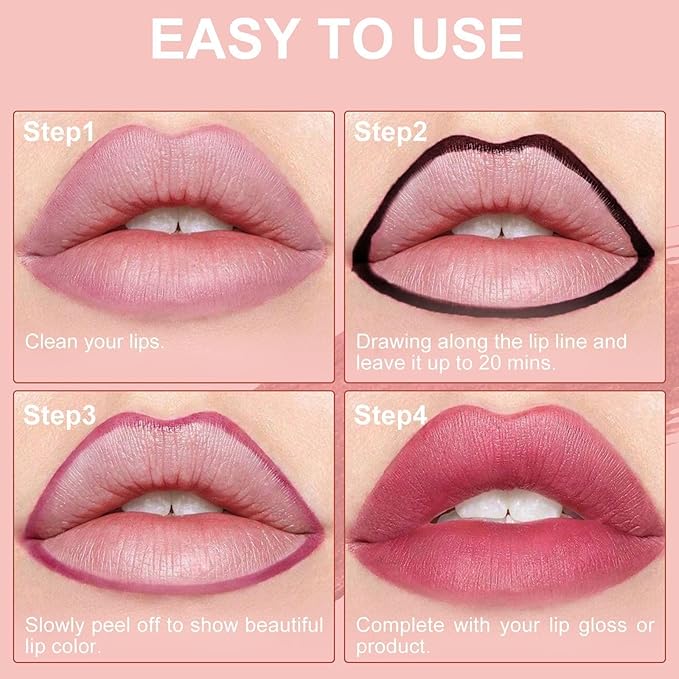 Lip Stain - Peel Off Lip Stain, Lip Liner Long-Lasting Moisturizing, Waterproof Nourishing Lip Tint with Matte Finish for Natural Lip Color for All Skin Tones (Nude)