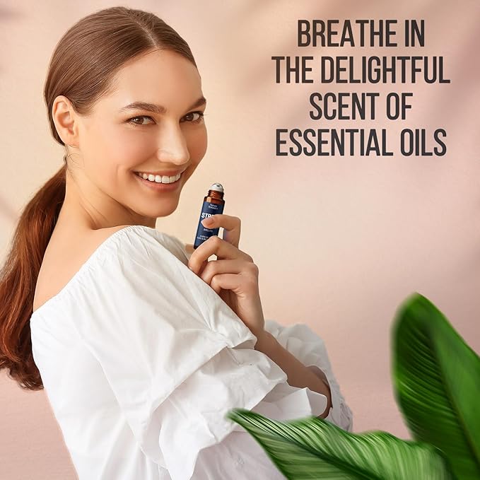 Stress Relief Essential Oil Roll-On Blend 10 ml - Natural Stress Relief with Lavender, Geranium & Frankincense Oils Roller - Pure & Calming Aromatherapy - Nexon Botanics