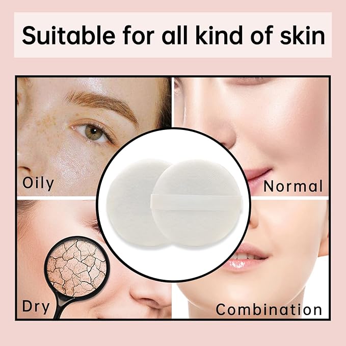 12 PCS Cotton Powder Puff Face Makeup Puff Pads 2.36 Inch, Velour Round Fluffy Puff for Loose Powder Foundation (White)