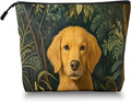 Cosmetic Bags Travel Makeup Toilet Case Waterproof Pouch for Women Girls 6.7X9.45inches - The Serene Allure of A Dog in AJungle Scene