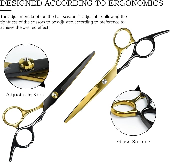Niura 12 PCS Hair Cutting Scissors Set - Professional Barbers & Salon Kit: Cutting & Thinning Scissors, Comb, Cape, Clips for Men, Women, Kids & Pet