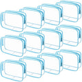 Weewooday 12 Pieces Clear Makeup Bags Cosmetic Storage Bags PVC Zipper Pouches Travel Waterproof Makeup Plastic Case for Women Organizing Toiletries Traveling Bathroom(Medium,Blue)