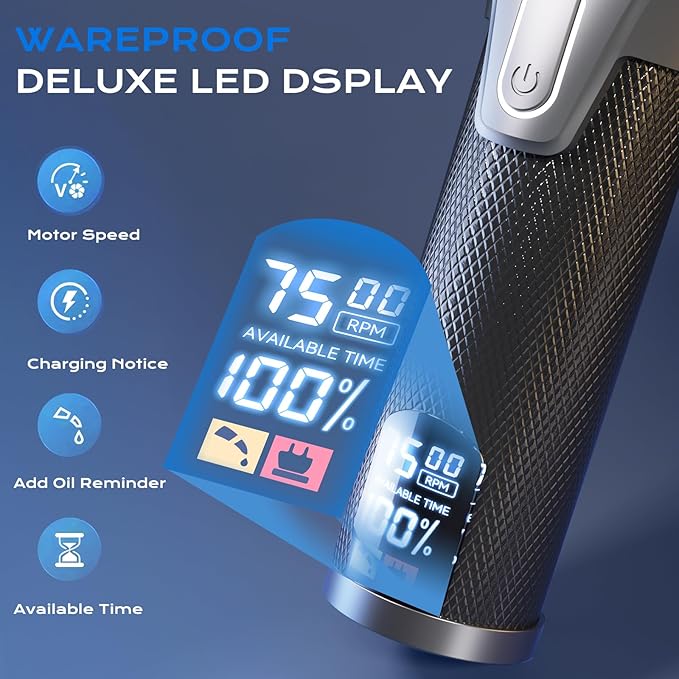 Hair Clippers for Men, Professional Cordless Hair Cutting and Trimmers Set with 7500RPM Powerful Motor & LCD Display, Mutil Function Mens Electric Hair Grooming Shaver Kit for Nose, Face, Body, Beard