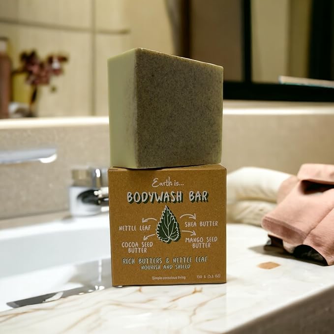 Earth is…Body Wash Bars - Natural Moisturizing Formula - Vegan, Plastic Free, Eco-Friendly - Choose Your Scent & Ingredient Delight! - 5oz Each (Rich Butters and Nettle Leaf)