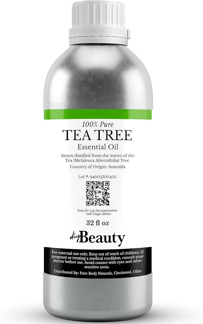 Bulk Tea Tree Oil - 32 Fl Oz Large Size Big Bottle - 100% Pure & Organic Tea Tree Oil for Skin, Hair, Face, and Scalp - Steam Distilled