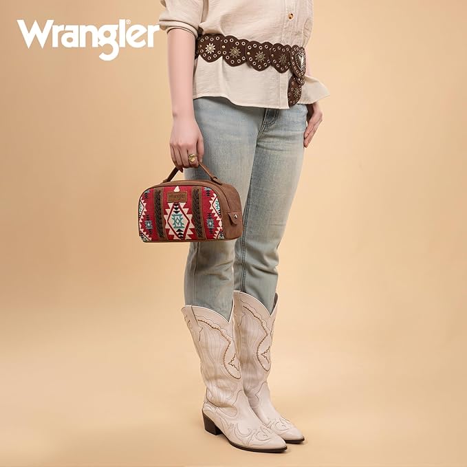Montana West Wrangler Makeup Bags for Women Portable Aztec Toiletry Bag Southwestern Travel Cosmetic Organizer for Gift
