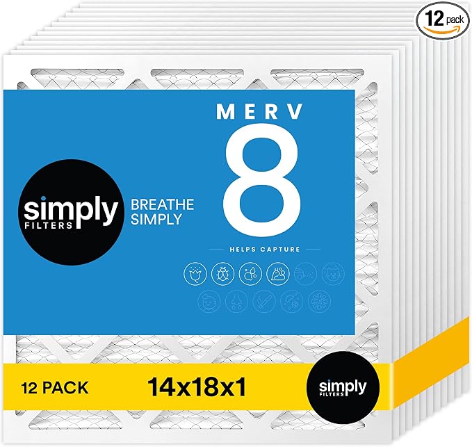 Simply 14x18x1 Air Filter, Merv 8, MPR 600, 12 Pack, Furnace Air Filter by SimplyFilters