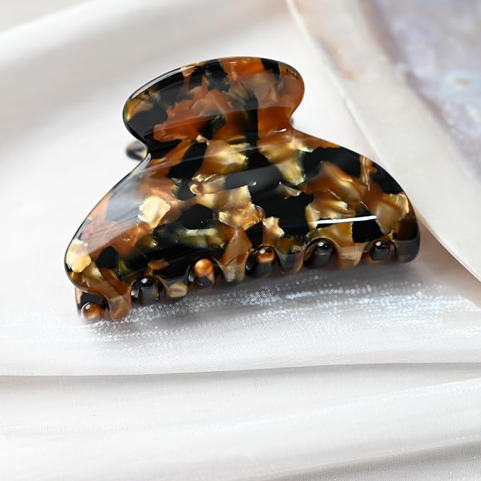 Handmade Celluloid Acetate French Design Barrettes Tortoise Shell Claws Hair Claw Luxury Fashion Accessories Hair Clip for Women (black gold)