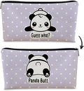 Cute Baby Panda Guess What It's Pug Butt Cosmetic Bag, Purple Makeup Case for Teen Girls & Women, Canvas Zipper Pouch