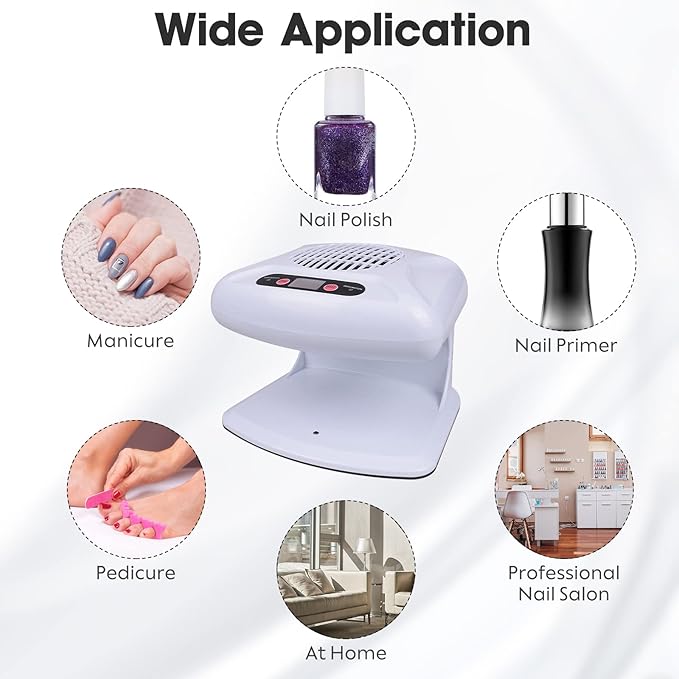 Gegong Air Nail Dryer with Automatic Sensor, 300W Timing Fan Blow for Both Hands and Feet, Warm & Cool Wind Blower Regular Polish, Home Salon Use No Harmful (Light Blue)