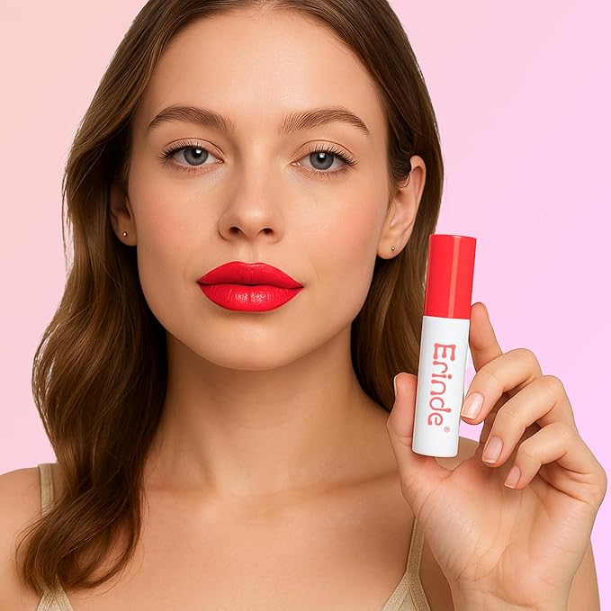 Erinde Lips Staining Lip Oil, Glossy Lip Stain, Long-Lasting Lightweight Lip Staining Oil, Moisturizing Plumping Hydrating Glossy Lip Tint, Vegan & Cruelty-Free, 04
