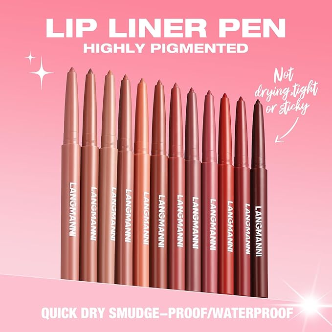 Jolilab Matte Lip Liner Set, Lip Makeup Set Natural Smooth Long-Lasting And Hydrating Beauty Daily Cosmetics Gift for Girls Easy-to-Use
