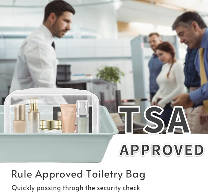 16 Pieces Clear Makeup Bags Bulk, TSA Approved Toiletry Bags Travel Pouch, Waterproof PVC Plastic Small Clear Cosmetic Bags with Zipper for Organizing (White Border)
