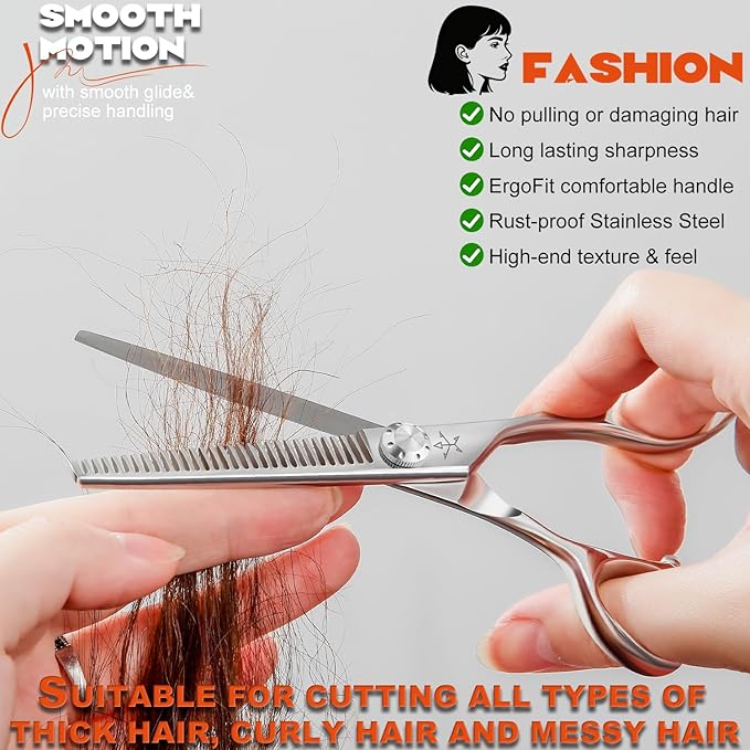 High-end Professional Hair Scissors Thinning Shears Barber Hair Cutting Teeth Shears Hairdressing Texturizing Scissor 6 Inch Stainless Steel Alloy For Women Men Kids Salon Hairdresser & Home