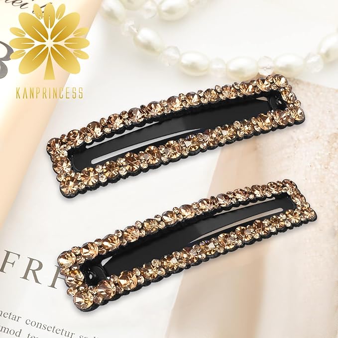Rhinestone and Crystal Hair Clips 2-Pack, Sparkly Barrettes & Elegant Bling Accessories for Women & Girls(Set4)