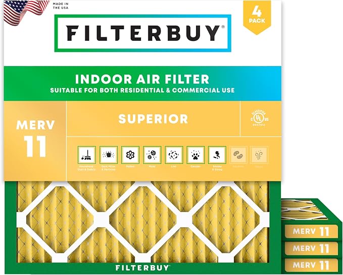 Filterbuy 15x15x1 Air Filter MERV 11 Superior Pet & Allergy Defense, by Filterbuy