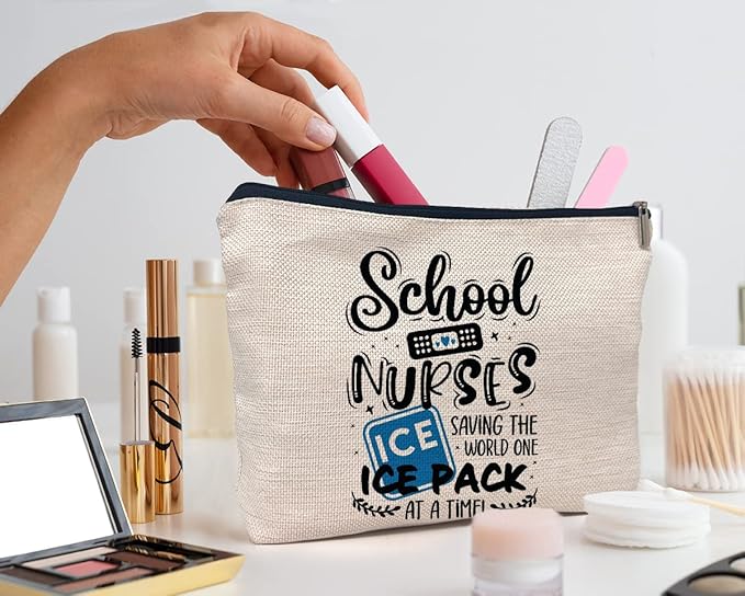 IWXYI School Nurse Gifts,School Nurse Makeup Bag Make up Bags Zipper Pouch Travel Toiletry Gifts