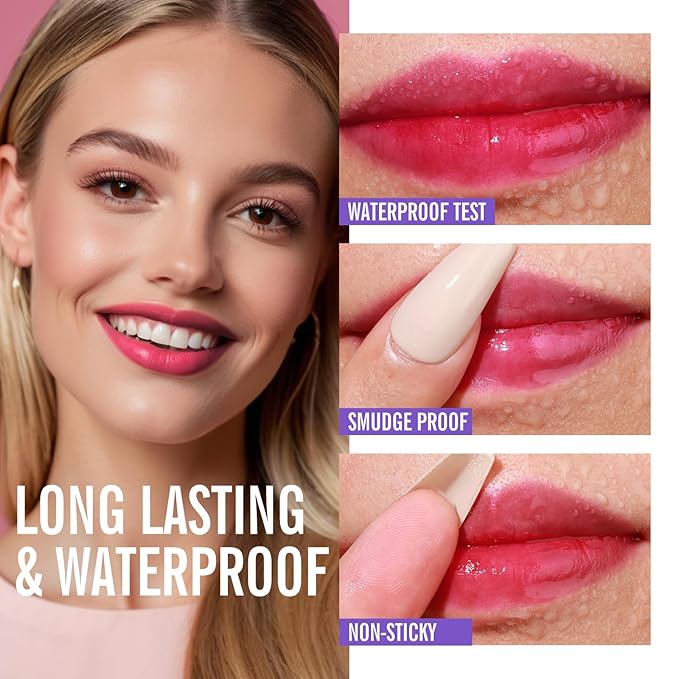 KIMUSE Tattoo Peel & Reveal Lip Stain, Waterproof Long Lasting Peel Off Lip Liner Tattoo, Non Stick Color Peel Off Mask Lip Gloss Makeup