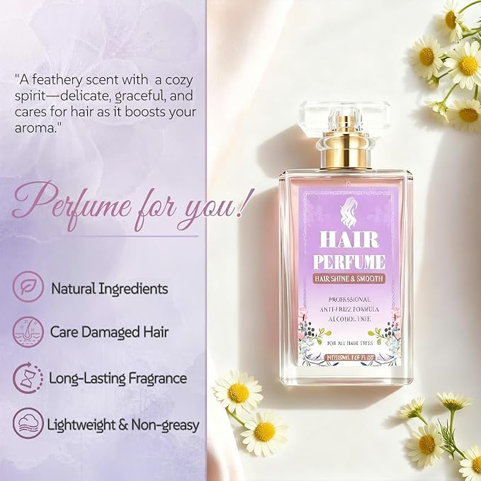 Hair Perfume for Women Long Lasting, Hydrating & Nourishing Hair Body Mist Spray Fragrance Essential Oil Odors Remove, Honey Infused Chamomile Pheromone Perfume Hair Fragrance, Alcohol Free 50ML
