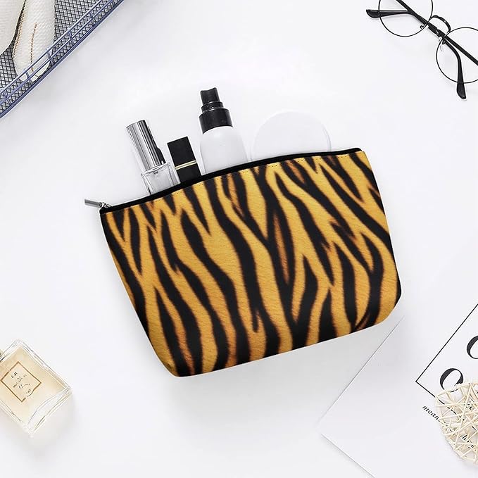 Women's Toiletry Bag, Travel Cosmetic Bag, Large Makeup Case, Wild Animal Tiger Skin Stripe Personality Fashion Zipper Cosmetic Case