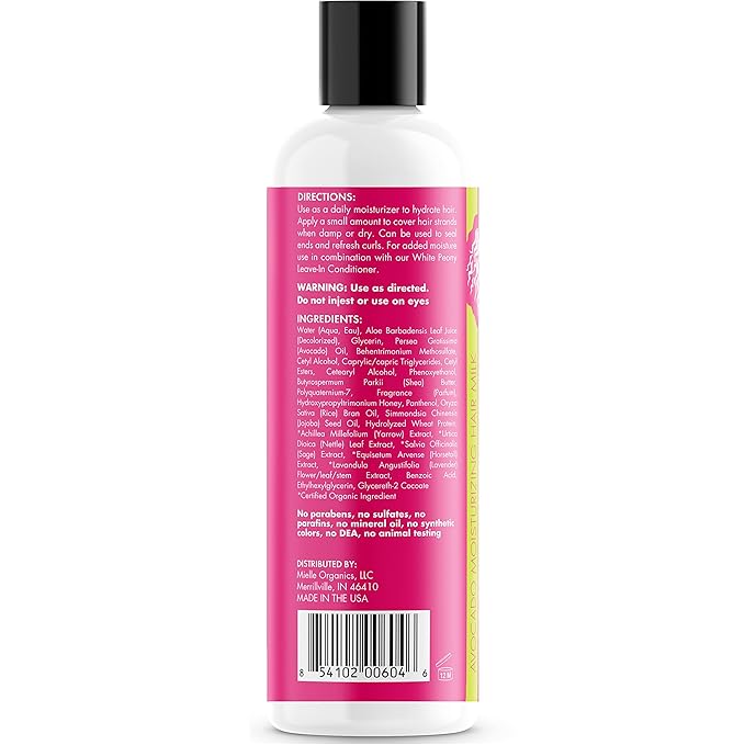 Mielle Organics Avocado Hair Milk for All Hair Types, Moisturizing Lotion for Dry Hair, 8 Ounces