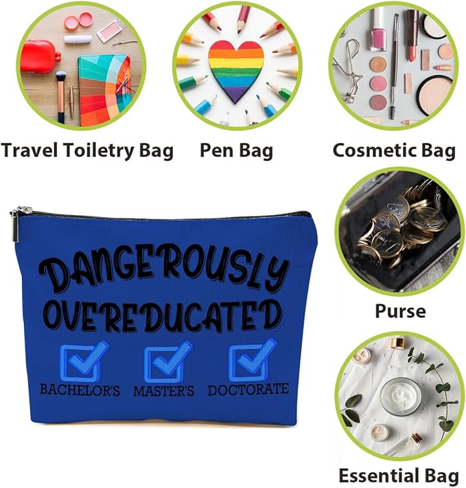 Graduation Gifts, PhD Gifts Makeup Bag, Funny Doctor Cosmetic Bag, Congrats Grad Travel Organizer Zipper Pouch PHD Graduation Gift for Women Doctorate Degree Female Her College Senior Physician